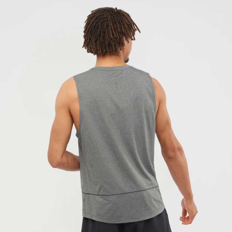 Dark Grey Salomon Cross Run Graphic Men's Tanks | IE IM3158